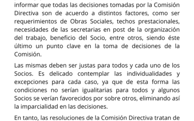 Comunicado para Socios